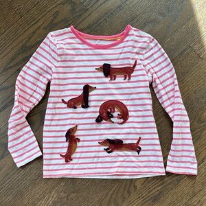 Mini Boden Pink Striped Long Sleeve with Dachshund Design